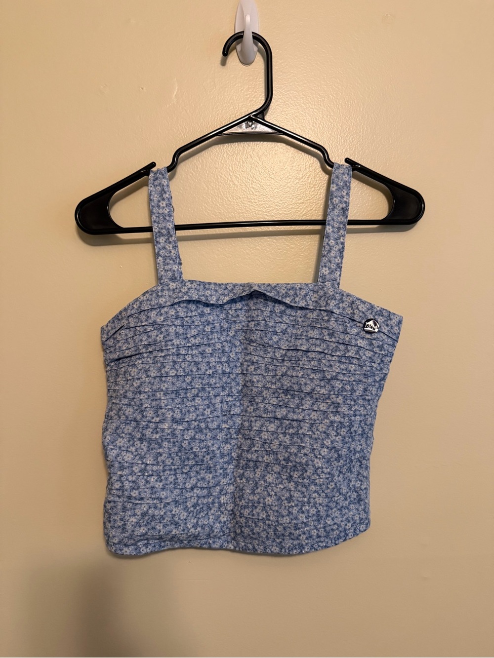 abercrombie kids Light Blue Floral Pintuck Crop Top
